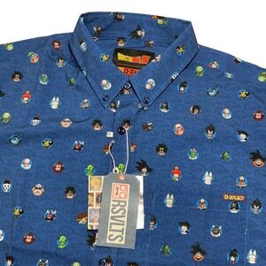 RSVLTS Dragon Ball Z Shirt Mens Medium Blue Lil Z Fighters KUNUFLEX Button Down